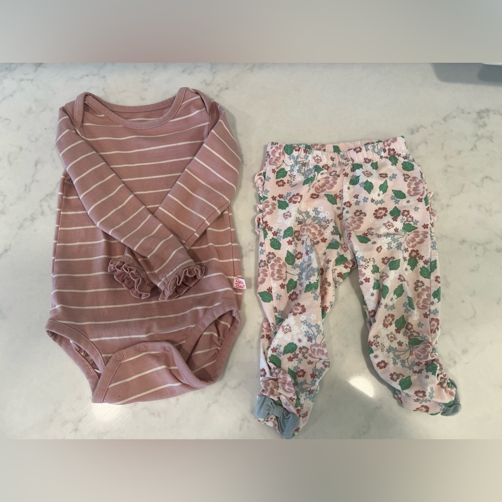 Ruffle Butts stripe/floral set